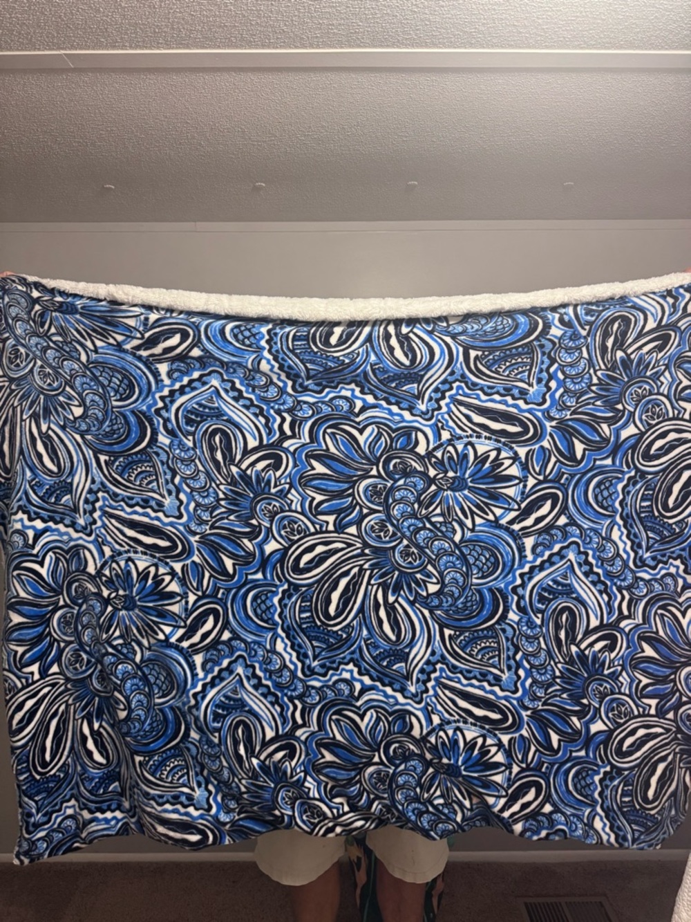 Lilly Pulitzer Blue Paisley Floral Sherpa Throw Blanket